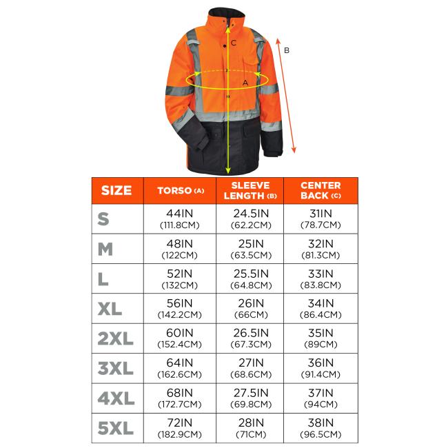 Hi-Vis Winter Jacket Quilted Parka - Type R, Class 3